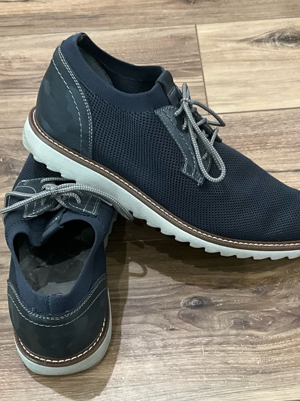 Men’s Johnson and Murphy Duncan Knit Plain Toe Navy Knit/ Camo Sz 11.5
